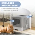 Foldable Cat Litter Box with Lid – Grey, White