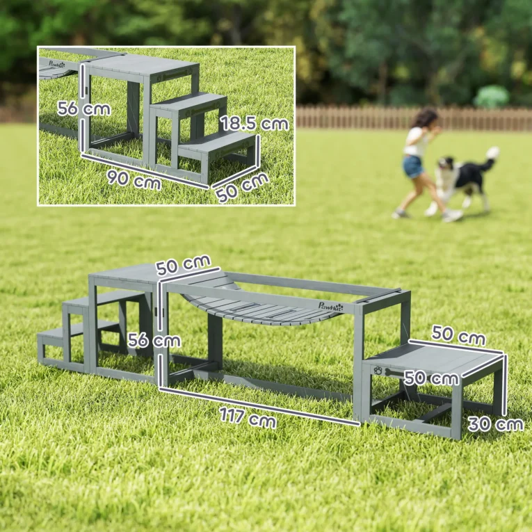 Three-Piece Wooden Dog Agility Course – Grey Three-Piece Wooden Dog Agility Course – Grey