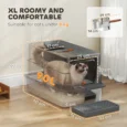 XL Covered Steel Cat Litter Box with Step – Dark Grey, 60cm