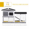 Wooden Rabbit Hutch 2-Tier with Tray – Grey, White, Black