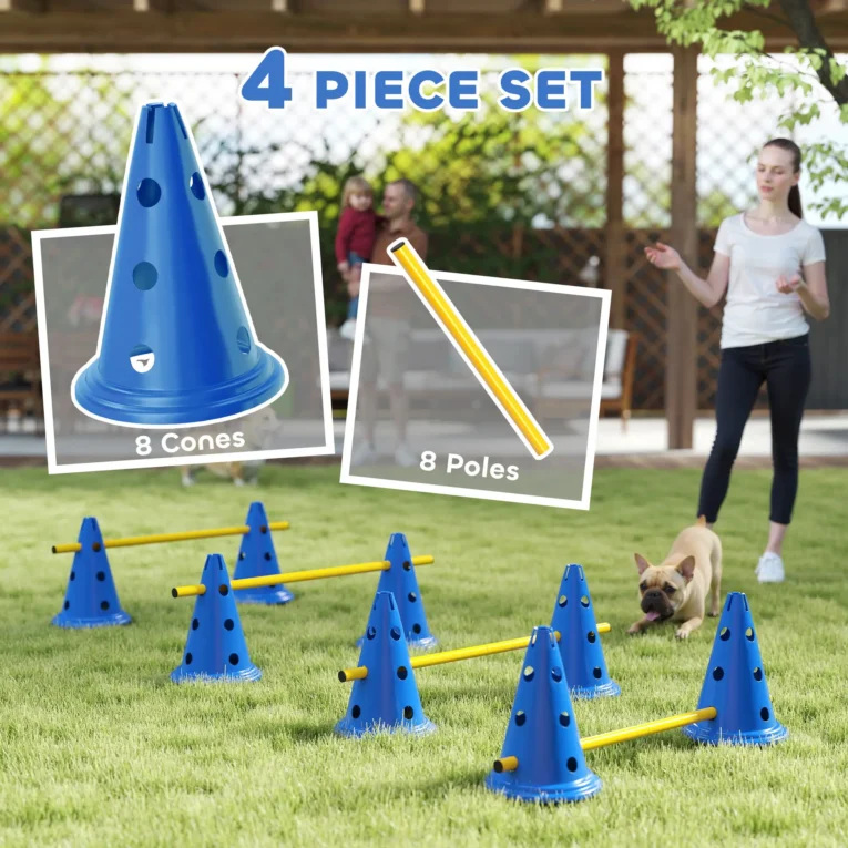 Four-Jump Dog Agility Set with Carry Bag – Blue and Yellow Four-Jump Dog Agility Set with Carry Bag – Blue and Yellow
