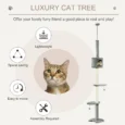 Ceiling-Fit Cat Tower with Den and Toy Balls – Light Grey, 225–255cm