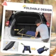 Four-Wheel Folding Pet Stroller with Cushion – Dark Blue