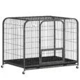 Large Wheeled Steel Dog Crate with Opening Top – Black, 109cm