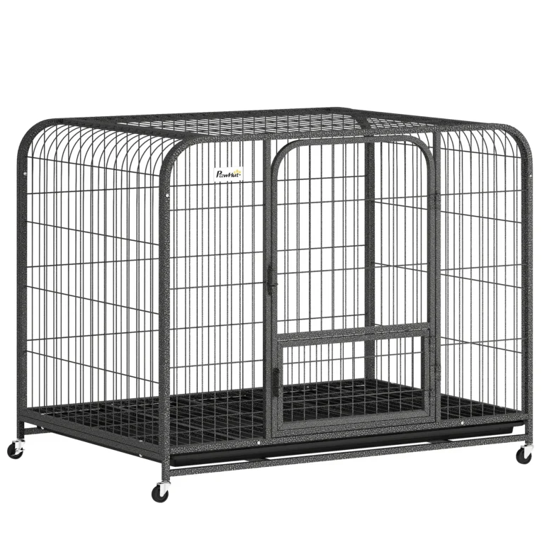 Large Wheeled Steel Dog Crate with Opening Top – Black, 109cm Large Wheeled Steel Dog Crate with Opening Top – Black, 109cm