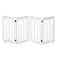 Four-Panel Freestanding Pet Barrier with Support Feet – White