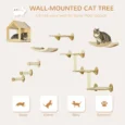 Eight-Piece Wall Cat Furniture Set with House and Steps – Oak Tone