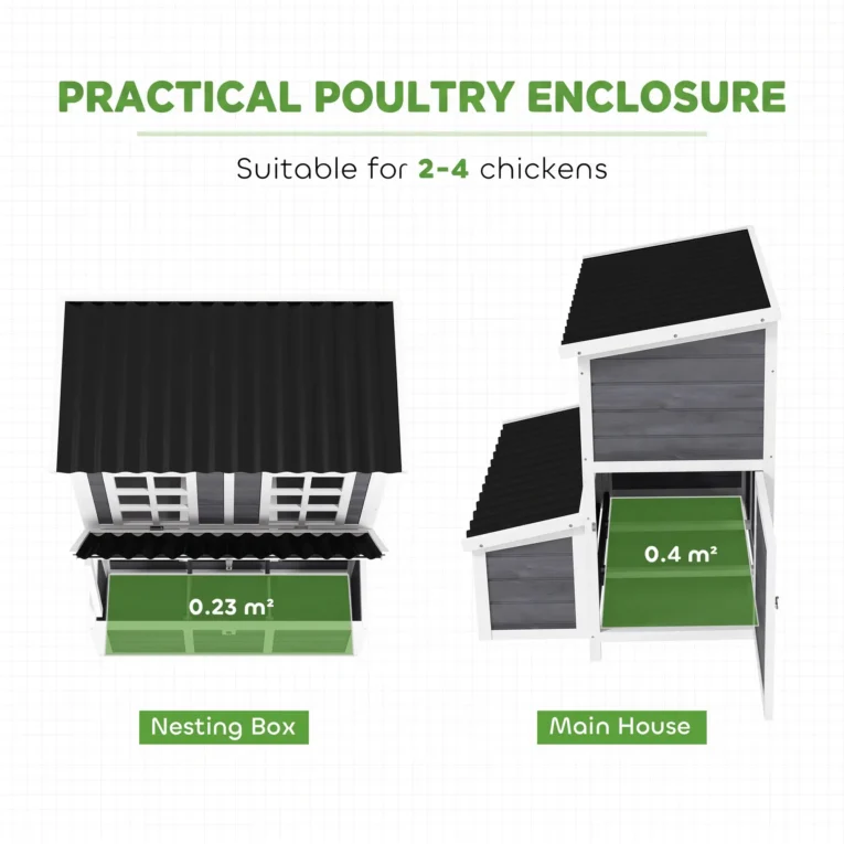 Wooden Chicken Shelter with Nesting Box – Light Grey