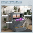 Pet Feeding Cabinet with Pull-Out Bowls – Grey