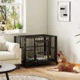 Folding Steel Dog Crate with Opening Roof – Black, 109cm