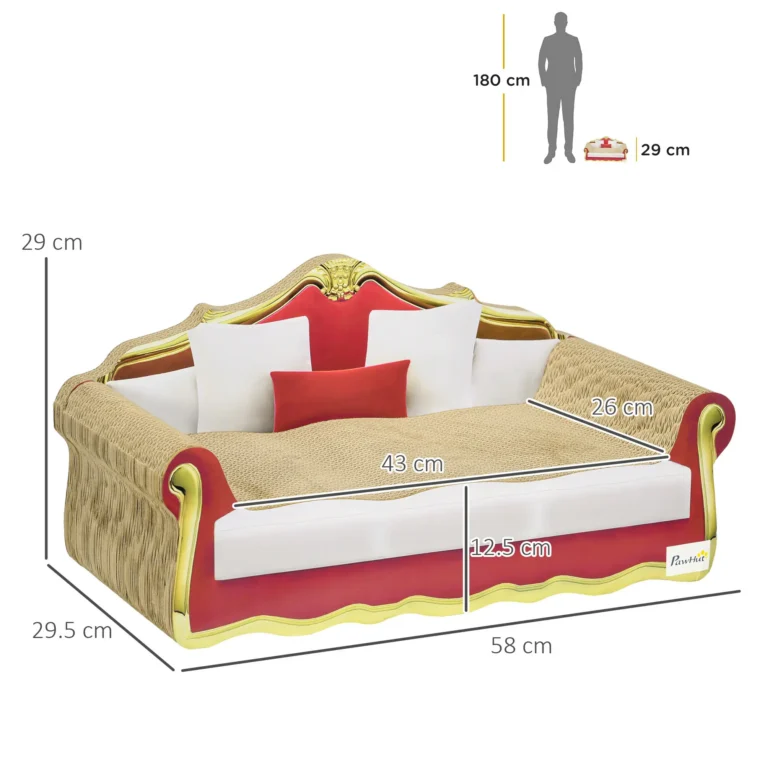 Cat Cardboard Scratcher Sofa Bed with Catnip 58x29cm – Brown and claret Cat Cardboard Scratcher Sofa Bed with Catnip 58x29cm – Brown and claret