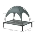 Raised Dog Bed with Canopy – Grey, 76 × 61cm