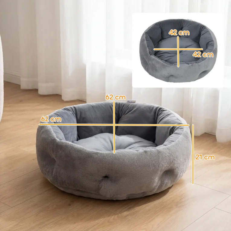 Reversible Round Bolster Pet Bed – Dark Grey, 62cm
