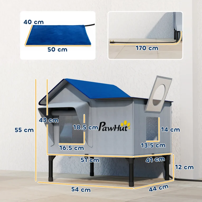 Insulated Outdoor Cat House with Heating Pad – Light Grey Insulated Outdoor Cat House with Heating Pad – Light Grey