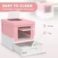 Folding Cat Litter Box with Drawer – Pink