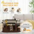 Folding Fabric Pet Playpen – Brown, 84cm