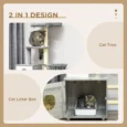 Enclosed Cat Litter Box with House and Scratching Posts – Grey and beige