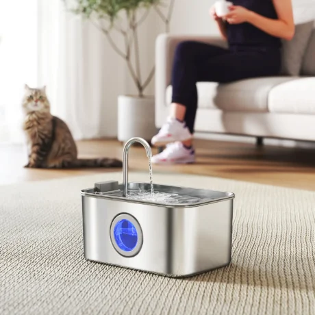 Stainless Steel Cat Drinking Fountain with Level Window &ndash; 3.2L &ndash; detail 2