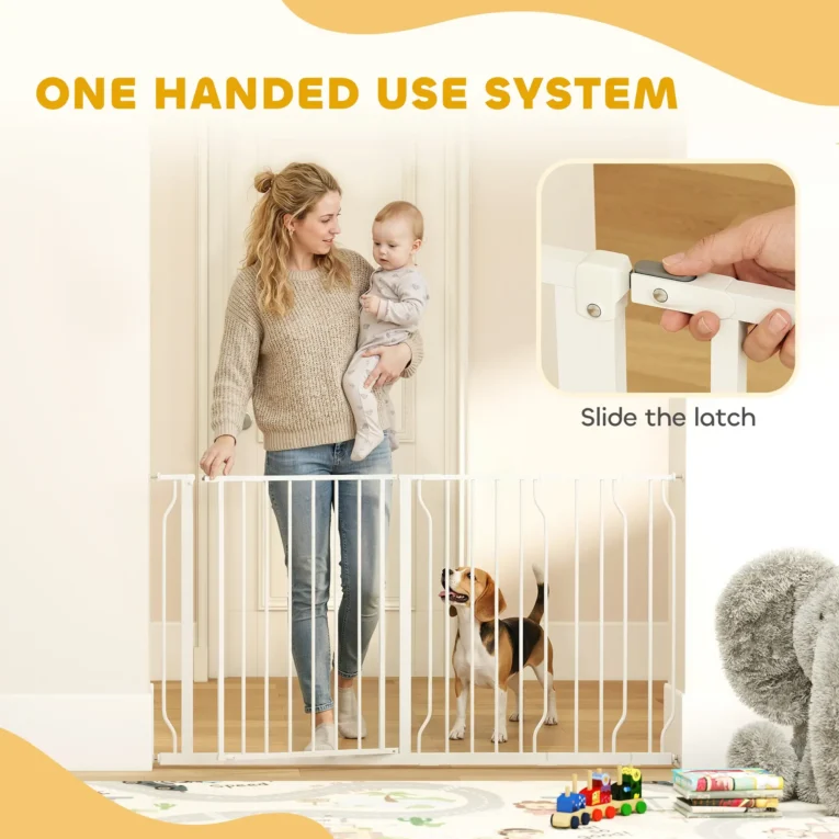 Extra Wide Dog Safety Gate with Door – White