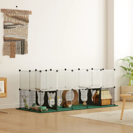 Modular Metal Small-Animal Playpen with Mat &ndash; Black, 34 Panels &ndash; detail 2
