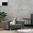 Raised Dog Sofa with Washable Cushion – Grey, 86cm