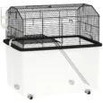 Two-Tier Hamster Cage with Wheels and Deep Bottom – Black