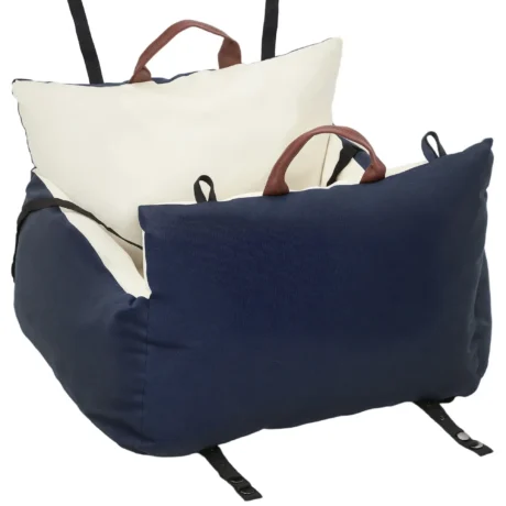 Padded Dog Car Seat with Adjustable Straps &ndash; Navy, 53cm