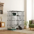 Four-Level Modular Indoor Cat Enclosure with Hammock – Black