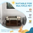 Folding Fabric Pet Playpen – Brown, 114cm