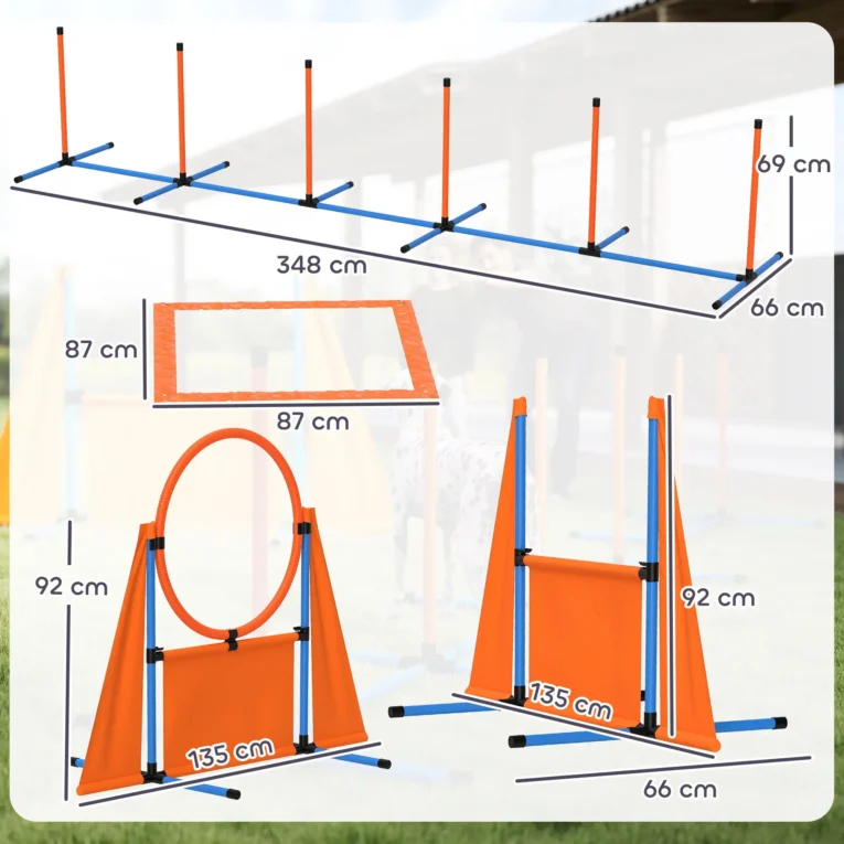 Portable Dog Agility Set with Jumps and Weave Poles – Orange