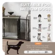 Medium Dog Crate Side Table with Cushion – Grey Wood Effect, 80cm