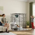 Modular Indoor Cat Enclosure with Ramps and Hammock – Black