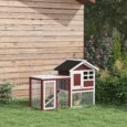 Wooden Rabbit Hutch with Side Run and Tray – Brown and White