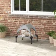 Raised Dog Bed with Canopy – Light Grey, 61 × 46cm