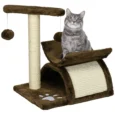 Compact Cat Activity Tree with Rotating Bar and Tunnel – Brown