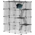 Four-Level Modular Indoor Cat Enclosure with Hammock – Black