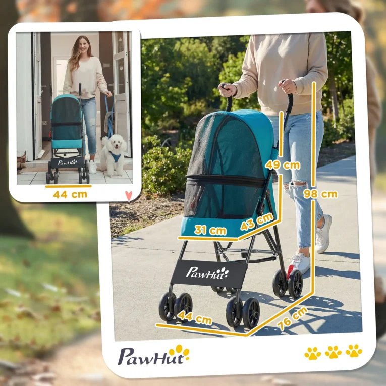 Folding Miniature Dog Stroller – Dark Green