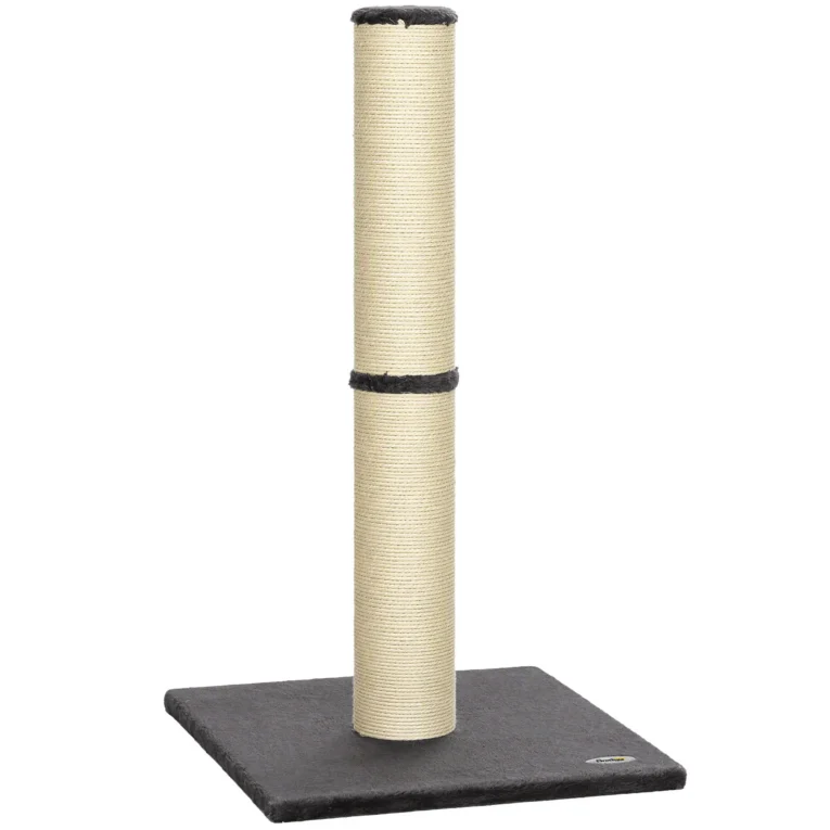 Tall Sisal Cat Scratching Post with Plush Base – Dark Grey, 80cm