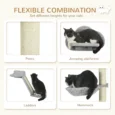 Wall-Mounted Cat Shelf Set with Hammock and Ladder – Grey