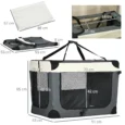 Three-Door Folding Pet Carrier – Grey, 91cm