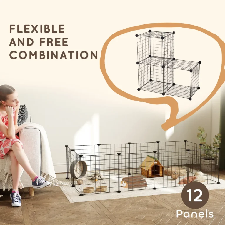 12-Panel Metal Pet Playpen Enclosure – Black 12-Panel Metal Pet Playpen Enclosure – Black
