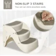 Folding Three-Step Pet Stairs – Cream, 38cm