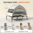 Large Raised Dog Bed with Removable Canopy – Grey, 106cm