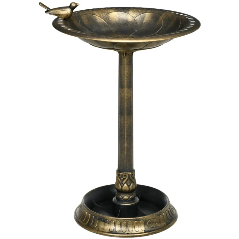 Garden Bird Bath with Planter Base – Bronze Tone, 72cm