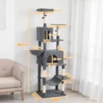 Tall Cat Activity Tower with Two Hammocks – Dark Grey, 202cm