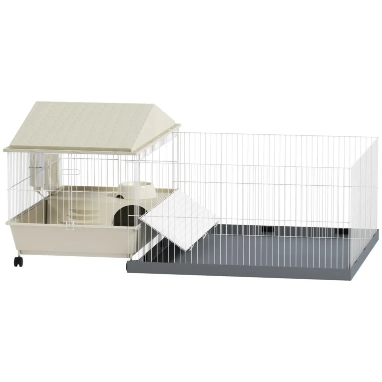 Small-Animal Cage with Detachable Playpen – Beige, 108cm Small-Animal Cage with Detachable Playpen – Beige, 108cm