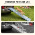 Folding Dog Car Ramp with Ten Stepped Treads – Grey, 154cm
