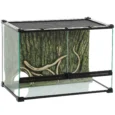 Glass Reptile Terrarium with Bark-Effect Background – Black, 50 × 30 × 35cm
