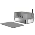 High-Sided Steel Litter Tray with Scoop and Mat – Grey, 60cm