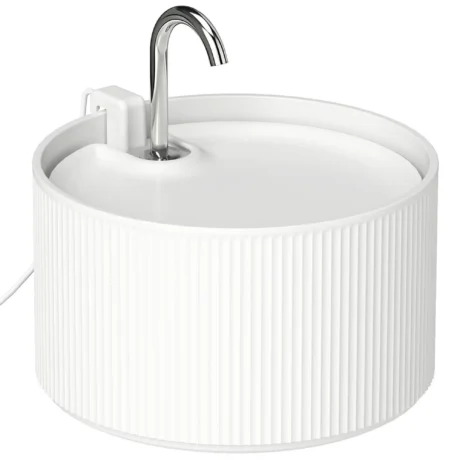 Ceramic Cat Drinking Fountain with Filter – White, 2.2L